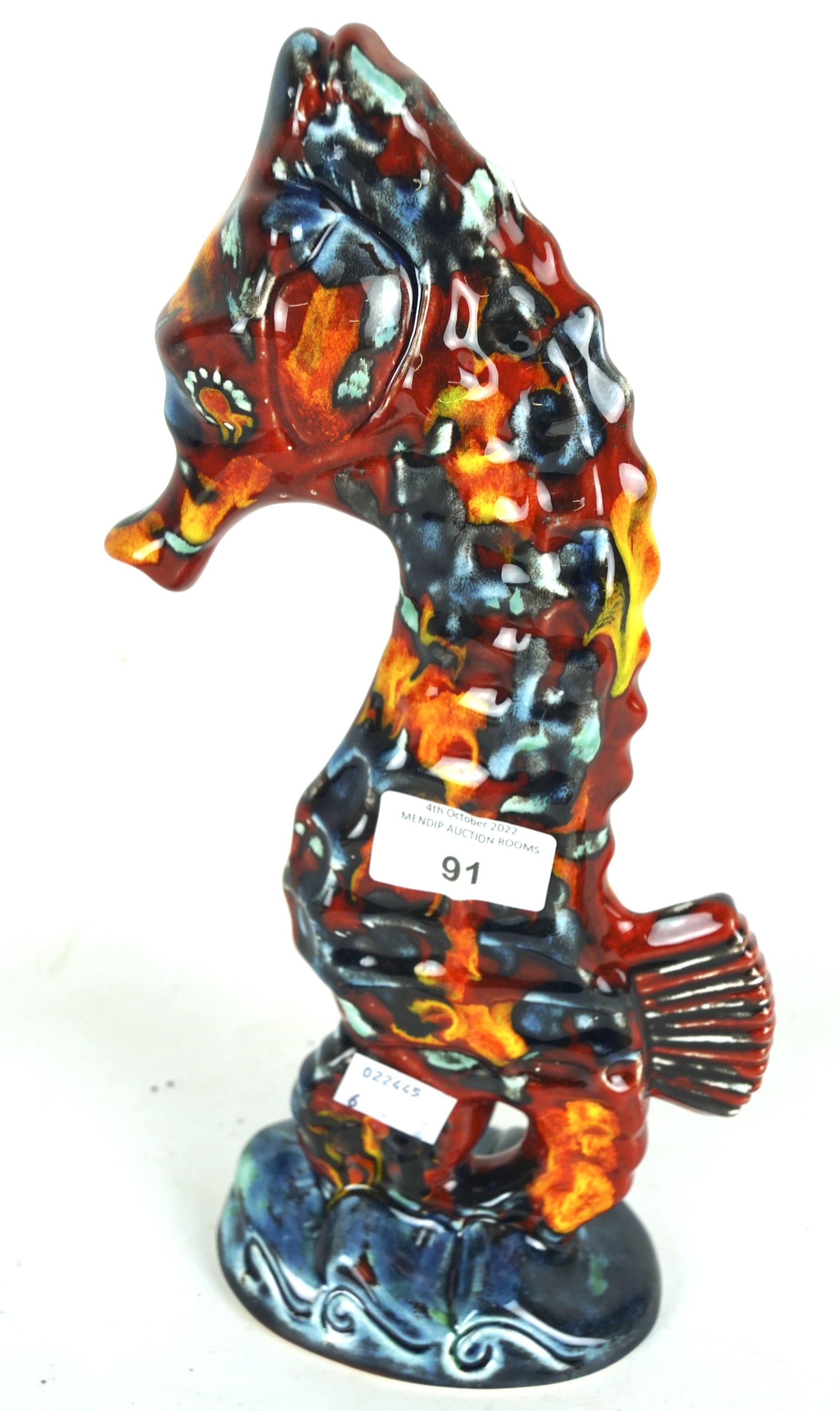 A contemporary Anita Harris ceramic figure of a seahorse.