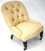 A Victorian small button back nursing chair.