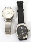 A gentlemans Seiko Sportsmatic automatic wristwatch and a Seiko Kinetic watch.