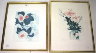 A pair of coloured prints, signed Winifred Pickard.