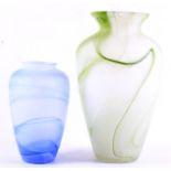 Two Italian marble effect glass vases. The largest measuring approximately 30cm high.