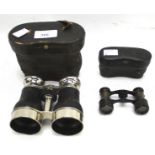 Two pairs of binoculars including a pair of C Luttic German opera glasses.