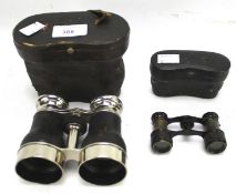 Two pairs of binoculars including a pair of C Luttic German opera glasses.
