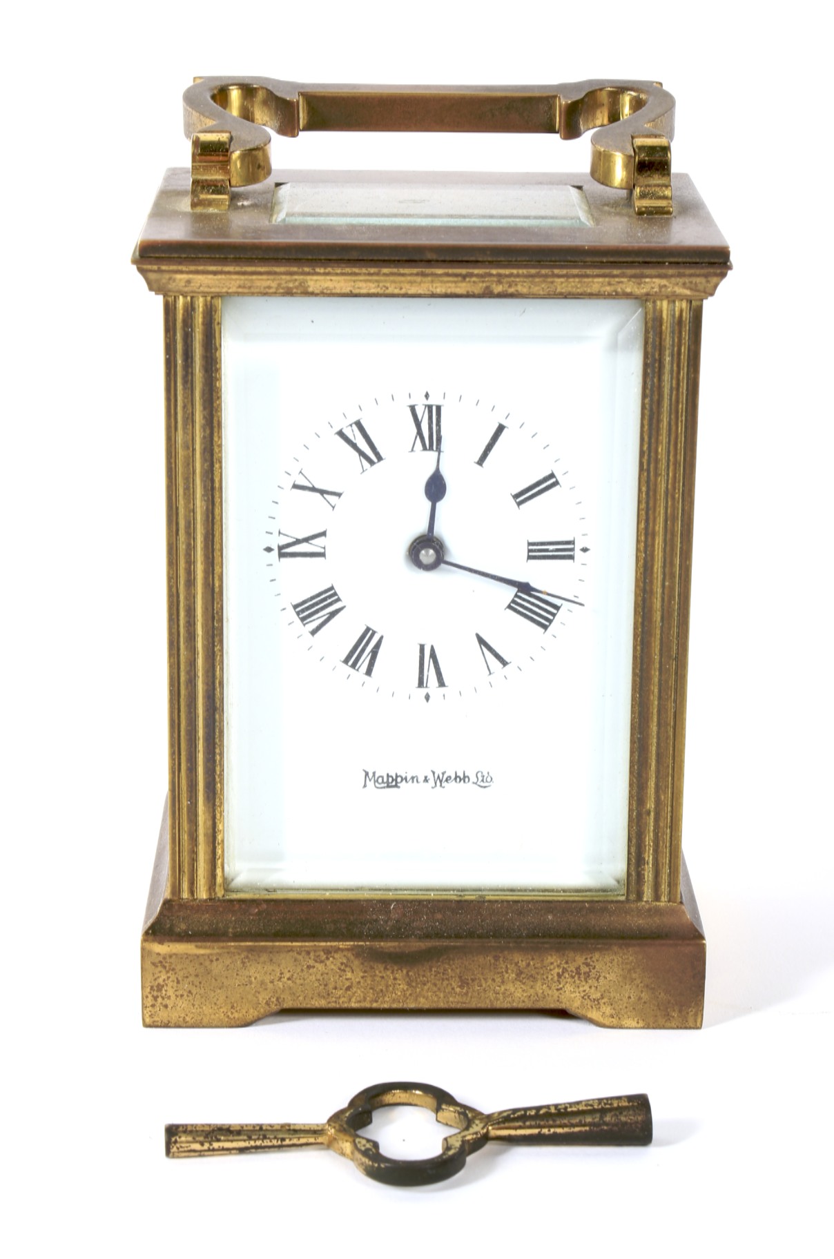 A contemporary brass cased Mappin and Webb carriage clock.