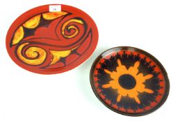 Two contemporary Poole Pottery plates. One being Aegean pattern, largest 26.