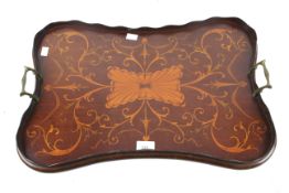 An early 20th century inlaid mahogany tray.