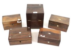 Assorted 19th century and later wooden lidded boxes.