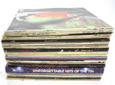 A collection of LP records.