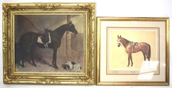 Two prints of animals. A Niel Cawthorne framed and glazed signed print of Red Rum, 62.