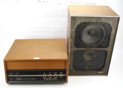 A Hacker Centurion Mk II high fidelity unit record player and a speaker