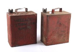 Two vintage petrol cans.