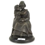 A 20th century spelter figure depicting a mother and child.