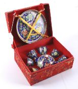 A contemporary cased Chinese miniature tea set.