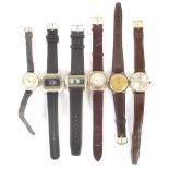 A collection of six vintage wristwatches.