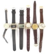 A collection of six vintage wristwatches.