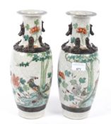 A pair of 20th century Chinese crackle glaze vases.