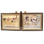 Two framed Cecil Aldin prints. Titled 'A Check' and 'Gone Away'.