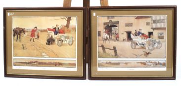 Two framed Cecil Aldin prints. Titled 'A Check' and 'Gone Away'.