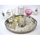 An assortment of silver plated and silver mounted items.