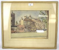 Edgar Pitt (mid-20th century), watercolour. The Crown Hotel, Tranquil Vale, Blackheath Village, SE3.