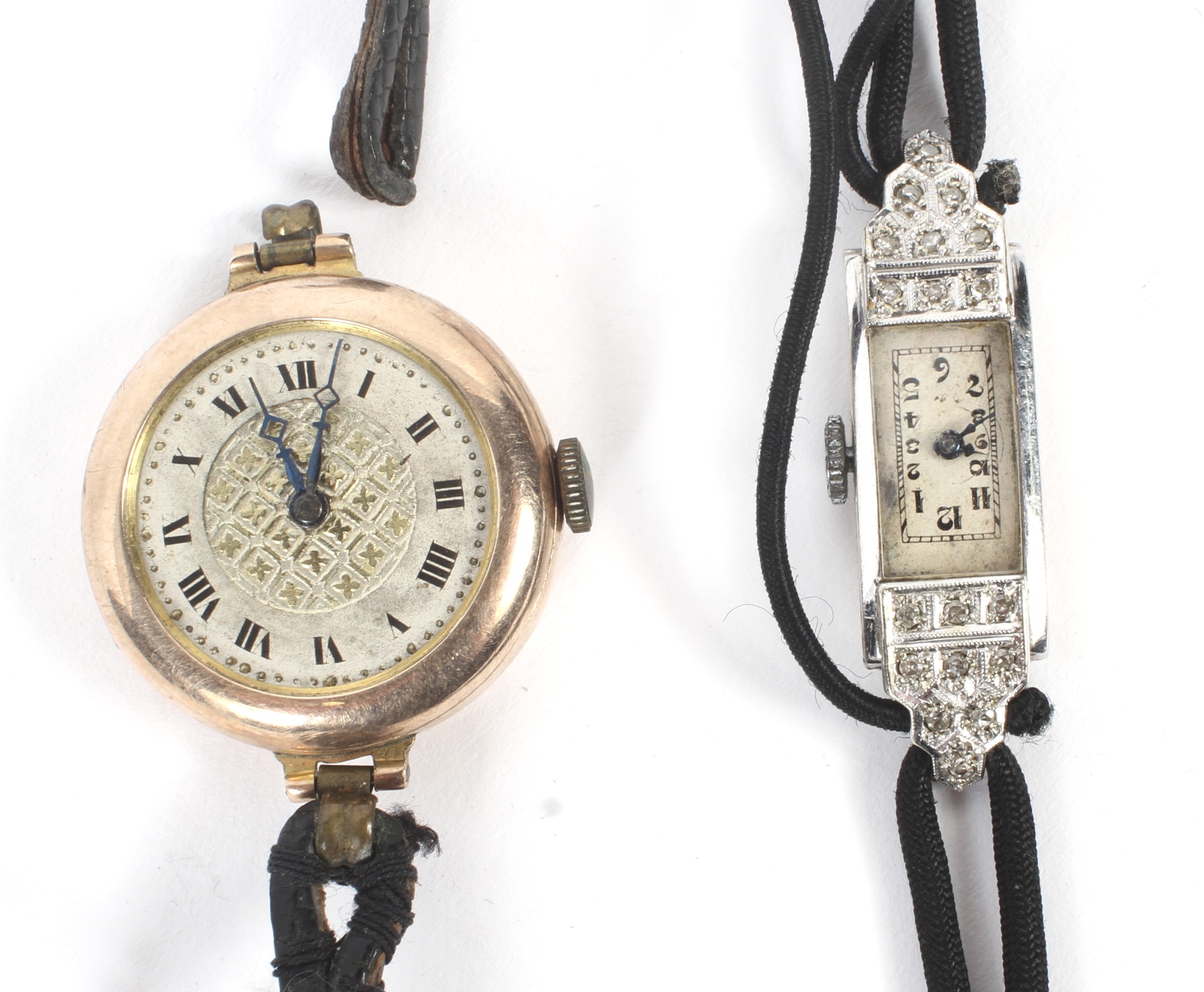 An early 20th century 9ct gold cased wristwatch and another. - Image 2 of 2