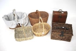 An assortment of wicker baskets.