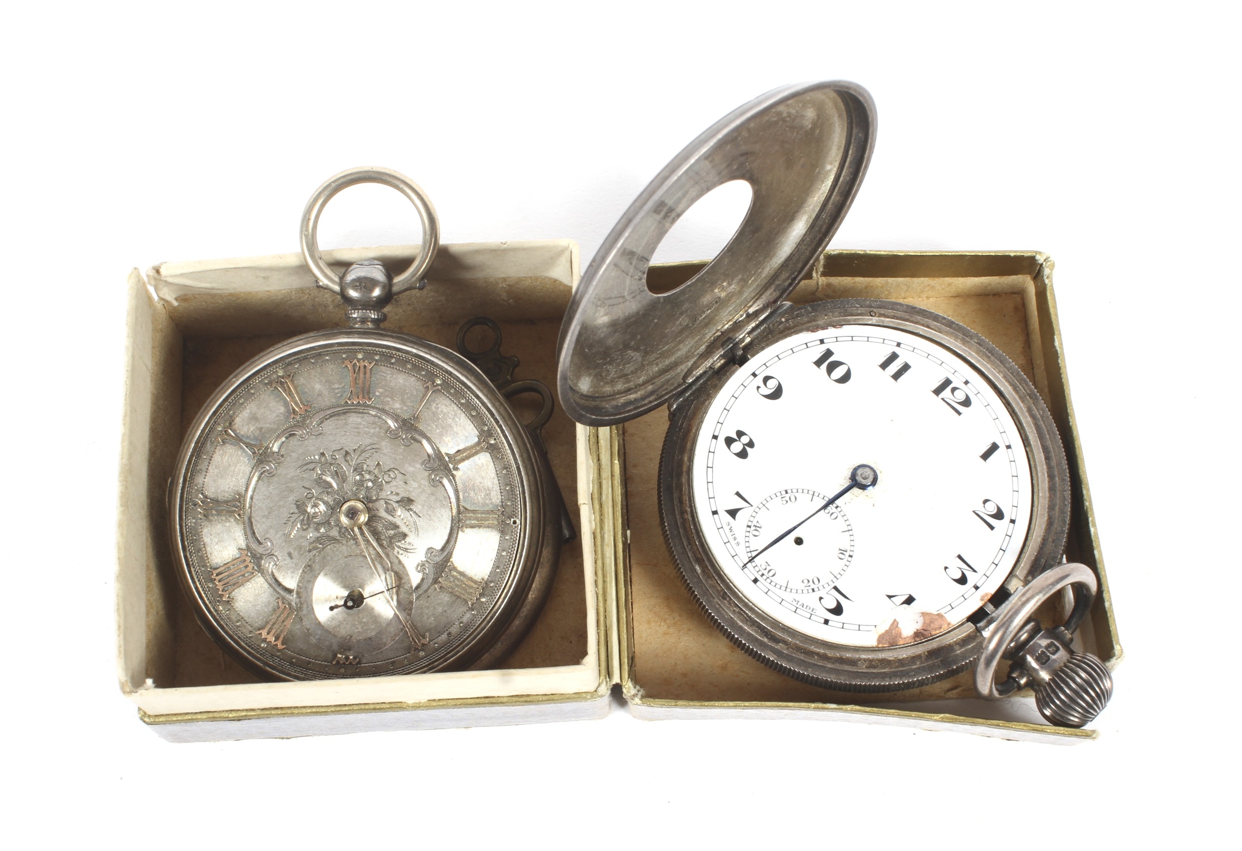 Two silver cased pocket watches.