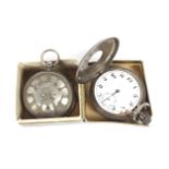 Two silver cased pocket watches.