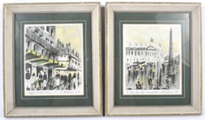 Two prints of Paris in the 1950s after E Gideon.
