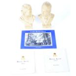 Two painted plaster busts of Queen Elizabeth II and the Duke of Edinburgh and assorted programmes.