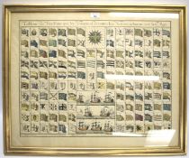 An unusual French print depicting flags used on military ships.