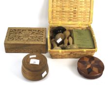 An assortment of wooden boxes and treen.