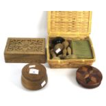 An assortment of wooden boxes and treen.