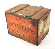 Booths Finest Dry Gin advertising crate, with hinged lid. L42cm x D30.