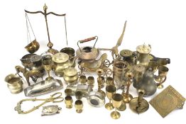 An assortment of mixed metal ware.