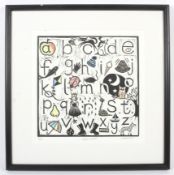 A limited edition hand coloured alphabet print after D Reade.
