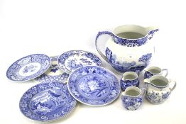 An assortment of modern Spode pottery. Including a large jug printed with the Italian pattern, 24.