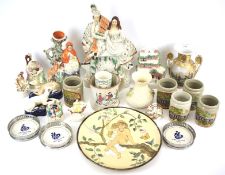 An assortment of 19th century and later ceramics.