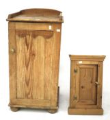 A late Victorian pine pot cupboard and a small pine wall hanging corner cupboard.