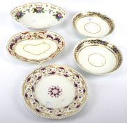 Five Derby early 19th century porcelain dishes and plates.