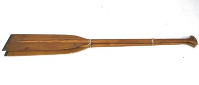 A pair of wooden oars for rafting. L148cm Condition Report: .