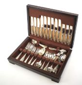 A cased six setting silver plated Sheffield canteen of cutlery. L40.