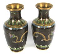 A pair of 20th century Chinese cloisonne enamel oviform vases.