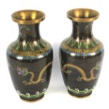 A pair of 20th century Chinese cloisonne enamel oviform vases.