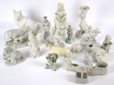Various late 19th century English Parian ware and white biscuit models.