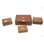 A collection of inlaid boxes.