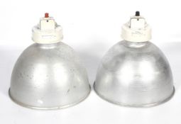 Two Simplex Industrial style aluminium pendant lights.