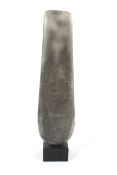 Peter Hayes (1946), ceramic sculpture of tapering form in grey polished finish with gilt highlights.