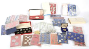 A quantity of English coin sets including 1935 and 1950 (this set corroded).