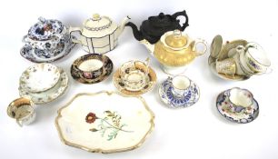 Assorted 19th century porcelain teawares.